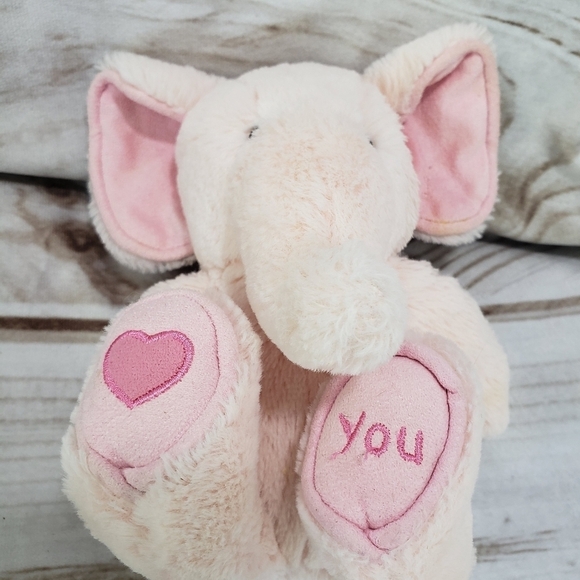 Jellycat Pink Elephant Rattle Plush Toy Heart Love You Feet Little 9 Inch - Picture 3 of 10